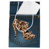 Leopard High Hiel & Blue Jean Pattern Pocket Jean. Medium Cadeauzakje (Achterkant)