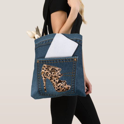 Leopard High Hiel & Blue Jean Pattern Pocket Jean. Tote Bag (Dichtbij)