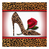 Leopard High Hiel & Red Rose Foto Afdruk (Voorkant)