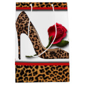 Leopard High Hiel & Red Rose Medium Cadeauzakje (Voorkant)