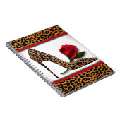 Leopard High Hiel & Red Rose Notitieboek (Rechterzijde)