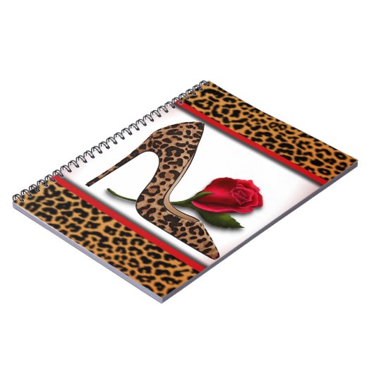 Leopard High Hiel & Red Rose Notitieboek (Linkerzijde)