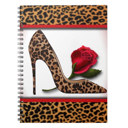 Leopard High Hiel & Red Rose Notitieboek (Voorkant)
