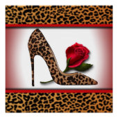 Leopard High Hiel & Red Rose Perfect Poster (Voorkant)