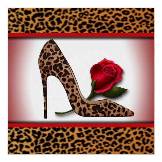 Leopard High Hiel & Red Rose Perfect Poster (Voorkant)