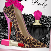 Leopard High Hiel Shoe Birthday Party Kaart