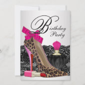 Leopard High Hiel Shoe Birthday Party Kaart (Voorkant)