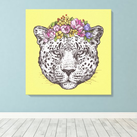 Leopard Hippie Chic Canvas Afdruk (Insitu (Houten vloer))