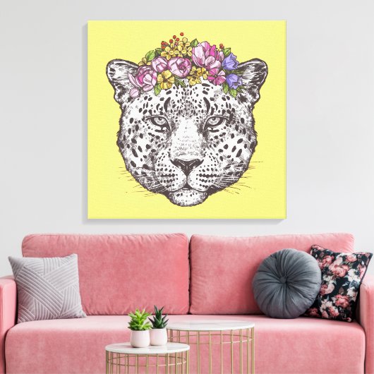 Leopard Hippie Chic Canvas Afdruk (Insitu (Woonkamer))