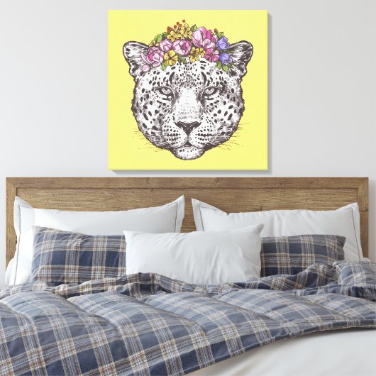 Leopard Hippie Chic Canvas Afdruk (Insitu (Slaapkamer))