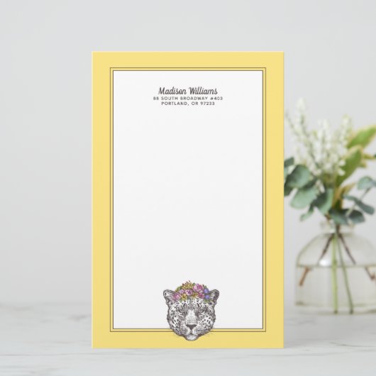 Leopard Hippie Chic | Jouw namen toevoegen Briefpapier (Staand voorkant)