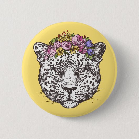Leopard Hippie Chic Ronde Button 5,7 Cm (Voorkant)