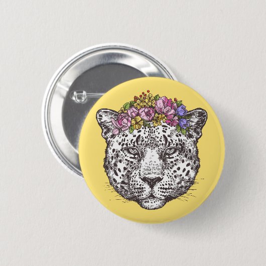 Leopard Hippie Chic Ronde Button 5,7 Cm (Voorkant /achterkant)