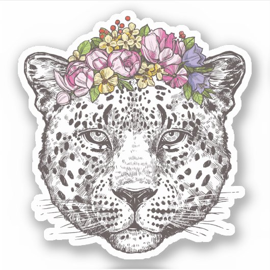 Leopard Hippie Chic Sticker (Voorkant)