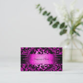 Leopard Hot Pink Black Boutique Kaart Elegant Visitekaartje (Staand voorkant)