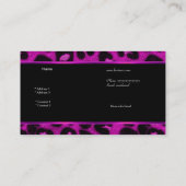 Leopard Hot Pink Black Boutique Kaart Elegant Visitekaartje (Achterkant)
