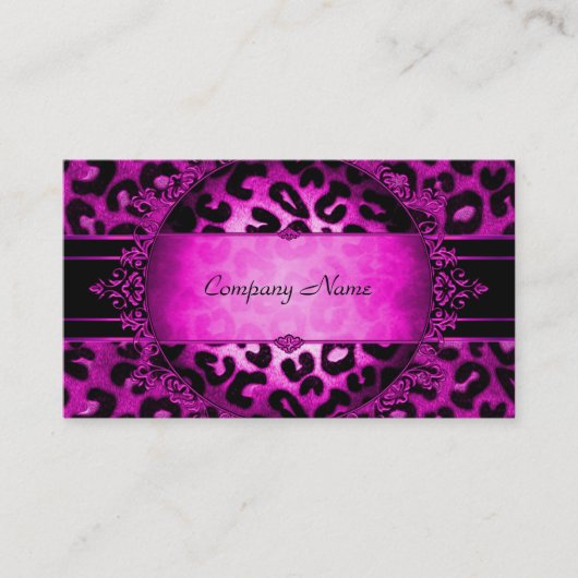 Leopard Hot Pink Black Boutique Kaart Elegant Visitekaartje (Voorkant)