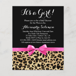 Leopard Hot Pink Bow's a Girl Safari Baby shower