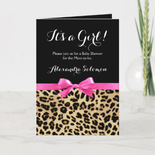 Leopard Hot Pink Bow's a Girl Safari Baby shower