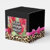 Leopard Hot Pink Bow's a Girl Safari Baby shower Bedankdoosjes (Achterkant)