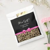 Leopard Hot Pink Bow's a Girl Safari Baby shower Bedankzakje