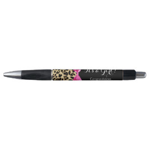 Leopard Hot Pink Bow's a Girl Safari Baby shower Pen