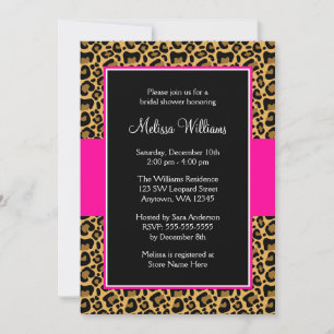 Leopard Hot Pink Bridal Shower Uitnodigingen