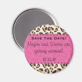 Leopard & Hot Pink Save the Date Magneten (Voorkant / Achterkant)