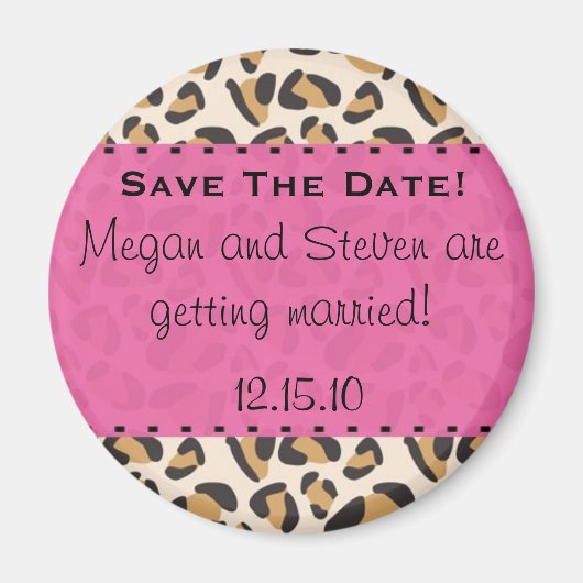 Leopard & Hot Pink Save the Date Magneten (Voorkant)