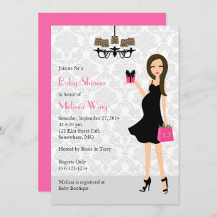 Leopard Hot Pink Zwangere Baby shower van mama Kaart