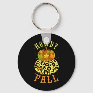 Leopard Howdy Herfst Pumpkin Westerne Autumn Leave Sleutelhanger