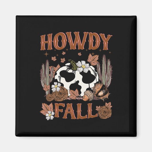 Leopard Howdy Herfst Western Pumpkin Autumn Herfst Magneet (Voorkant)