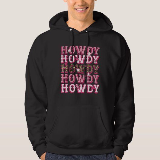 Leopard Howdy Rodeo Western Land Southe Hoodie (Voorkant)
