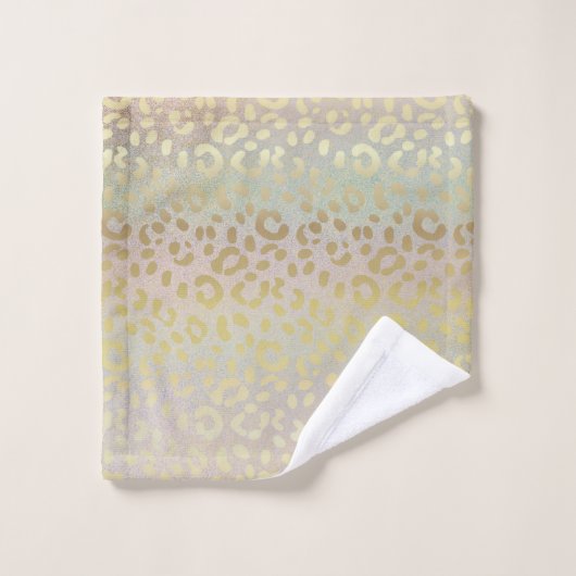 Leopard-huid in goudzout op regenbooggoud bad handdoek (Wasdoekje)