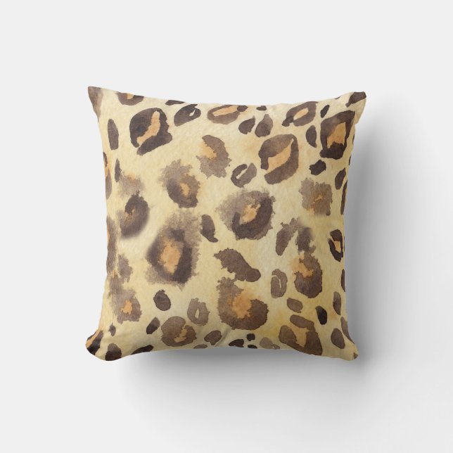 Leopard huidimitatie, waterverf abstract. kussen (Voorkant)