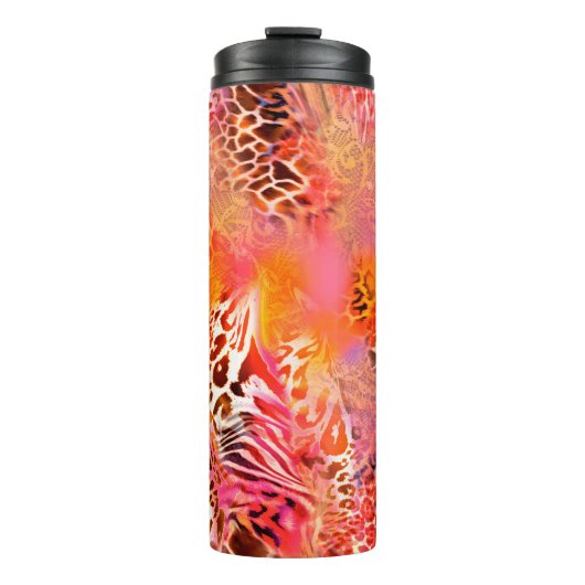 leopard-huidweefsel,abstract,animatie thermosbeker (Voorkant)