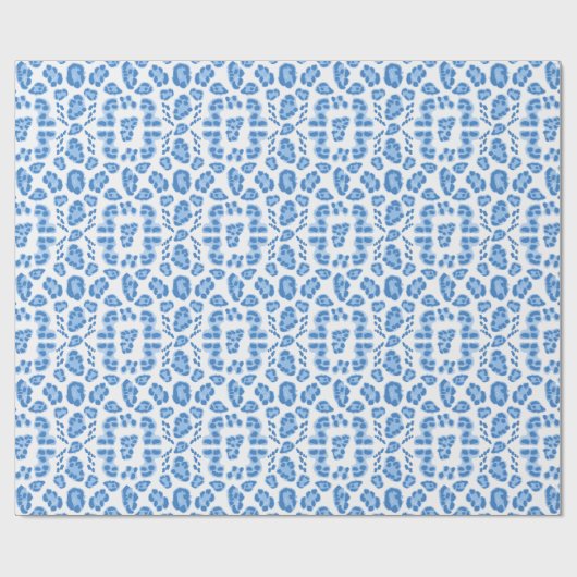 Leopard Ikat in Blue Porcelain Cadeaupapier (Vlak)