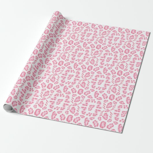 Leopard Ikat in Pink Cadeaupapier (Uitgerold)