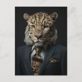 Leopard in a Business Suit fantasy art Briefkaart (Voorkant)