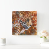 LEOPARD IN KLEUREN VIERKANTE KLOK (Huis)
