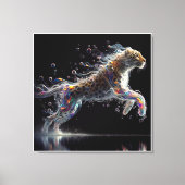 leopard in mid-leap canvas afdruk (Voorkant)