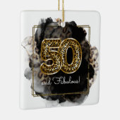 Leopard Ink 50 en Fabulous Birthday Custom Photo Keramisch Ornament (Rechts)