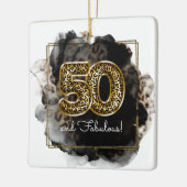 Leopard Ink 50 en Fabulous Birthday Custom Photo Keramisch Ornament (Links)