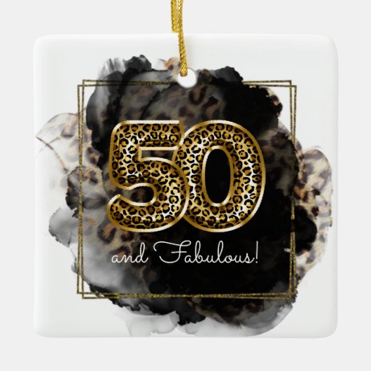 Leopard Ink 50 en Fabulous Birthday Custom Photo Keramisch Ornament (Voorkant)