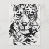 Leopard InkWash Briefkaart (Voorkant)