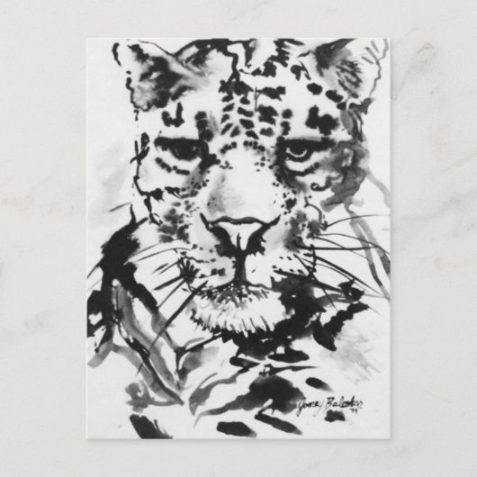 Leopard InkWash Briefkaart (Voorkant)