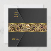 Leopard Invitation Elegant Black Velvet Gold jewel Kaart (Achterkant)