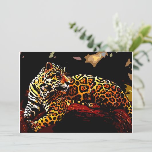 Leopard Invitation Kaart (Staand voorkant)