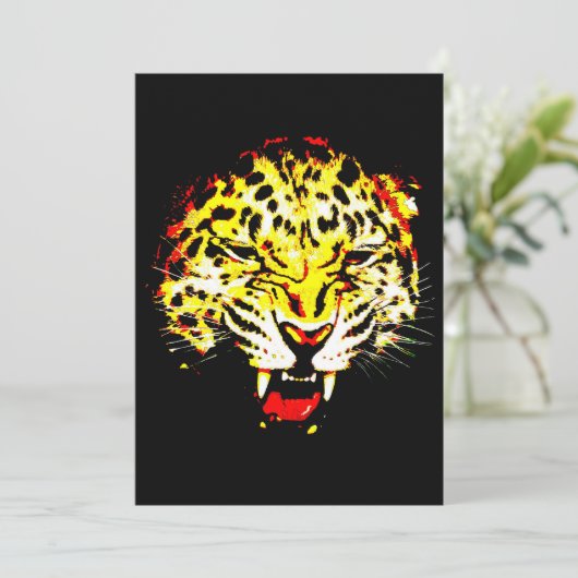 Leopard Invitation Kaart (Staand voorkant)
