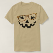 Leopard JackOLantern Face glasse Pumpkin Eyelashes T-shirt (Design voorkant)